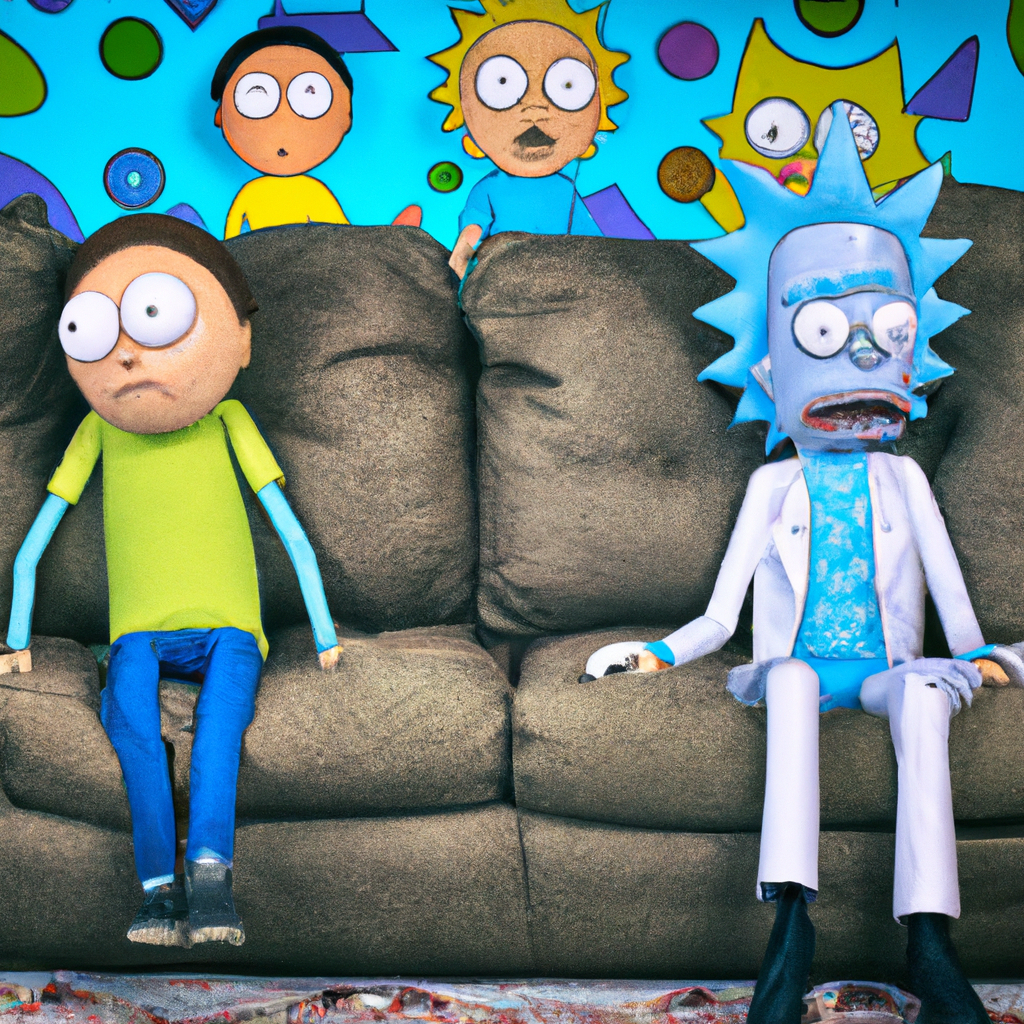 Rick and Morty sitting on a couch, looking frustrated